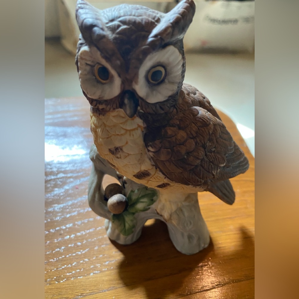 Brown & Cream Owl Figurine Decorative Accent